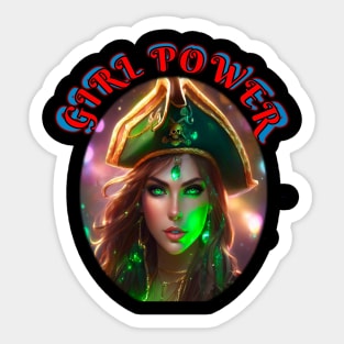 Girl power Green pirate queen Sticker